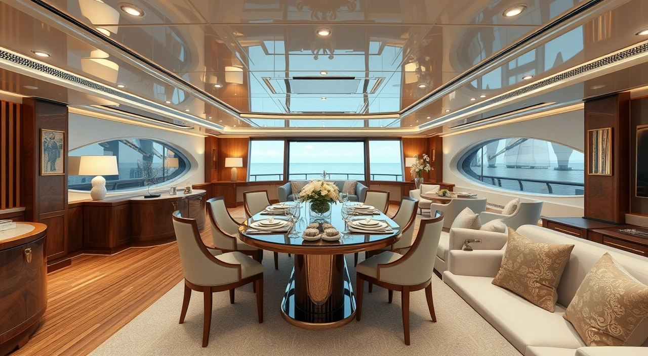 Virtual tour of yacht interior salon